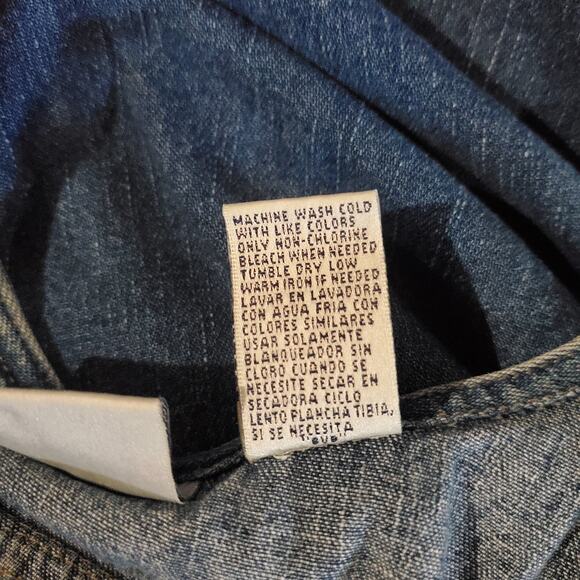 Vtg 90s Bill Blass Denim Daisy Tieback Maxi Overall Dress Size L Cottage Modest - Picture 8 of 10